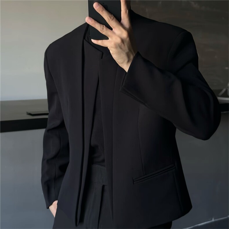 网图AIXKOM｜2025款无扣拼接门襟设计感百搭小西服男生XF408-P75,男装西服,星座1213