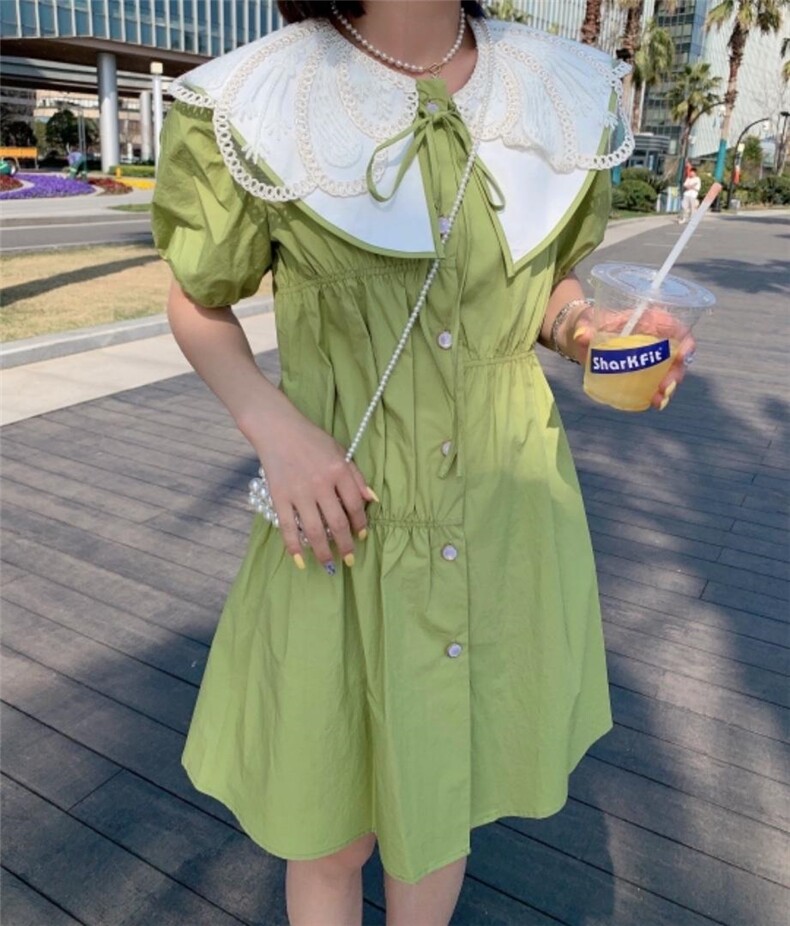 双层娃娃领，韩风连衣裙，女装连衣裙，爱娜.悦儿