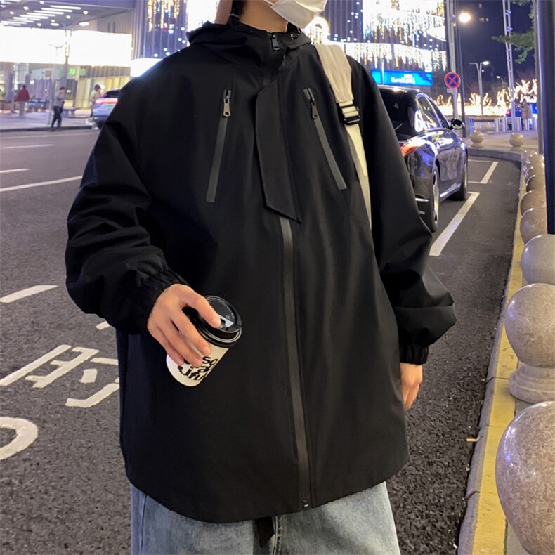 新款连帽冲锋衣夹克男港风潮流宽松休闲外套JK2307-P68,男装夹克,星座717