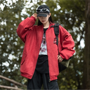 24春秋美式麂皮绒飞行棒球服中性风男女夹克外套JF3278-P80控108图片
