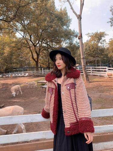 【现货】冬装新款，粗花呢泰迪毛绒拼接羽绒服，女装羽绒服，CL.chuling