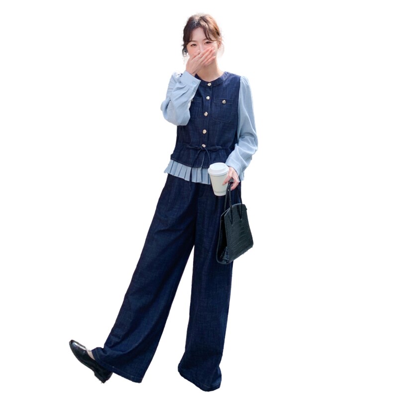 【现货.新款】2026春牛仔拼接衬衣假两件套2C215-P205-K328,女装套装/套裙,2C215