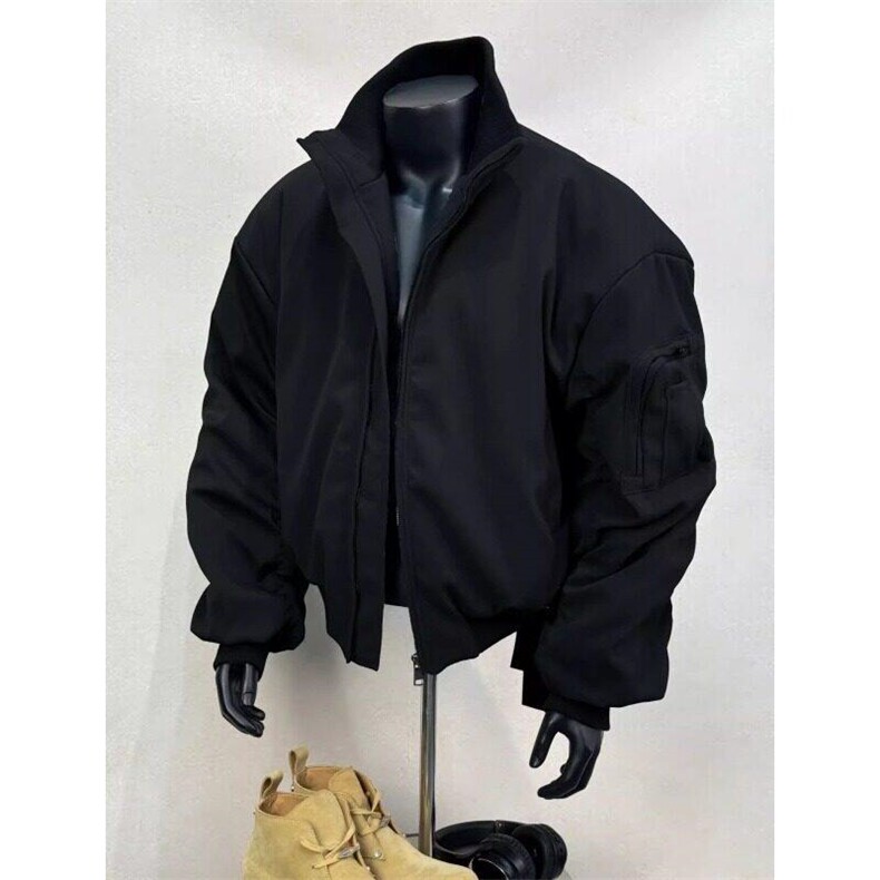 美式MA1飞行夹克棉服男款冬季教练立领短款外套cleanfit廓形棉衣，男装夹克，星座1008