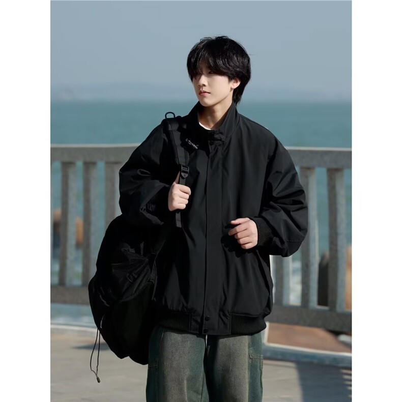 JK36-P59美式复古设计感夹克外套士2025秋冬季痞帅街棒球服,男装夹克,电商B323A