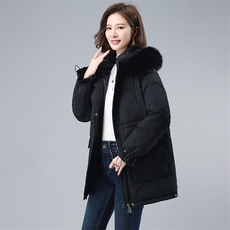 外套2021年新款女秋冬韩版宽松冬季加绒加厚毛领棉衣棉服,女装棉衣/棉服,伊满意