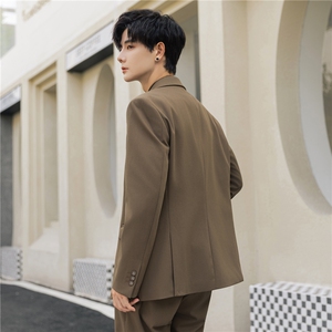 假两件双领西装外套男春秋高级感礼服休闲西服套装8671-P175控318图片