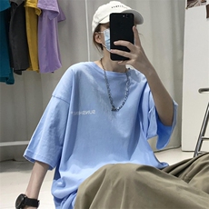 XZ115A-T06200克纯棉男女字母印花大码S-5XL10色T恤衫圆领半袖，男装T恤，星座115A-3