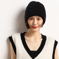 女生毛线帽显瘦显脸小保暖帽子冬季大头围羊绒针织帽，帽子，五色羊羊绒