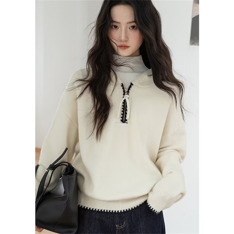 ins新款气质美式复古针织衫男女宽松慵懒氛围感圆领毛衣百搭潮,男装针织衫/毛衣,星座506A