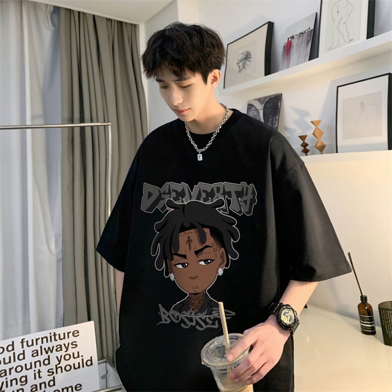 重磅vibe风高街短袖t恤男复古印花七分袖体恤XZ514-2-1292-P28,男装T恤,星座514-2(原B239)