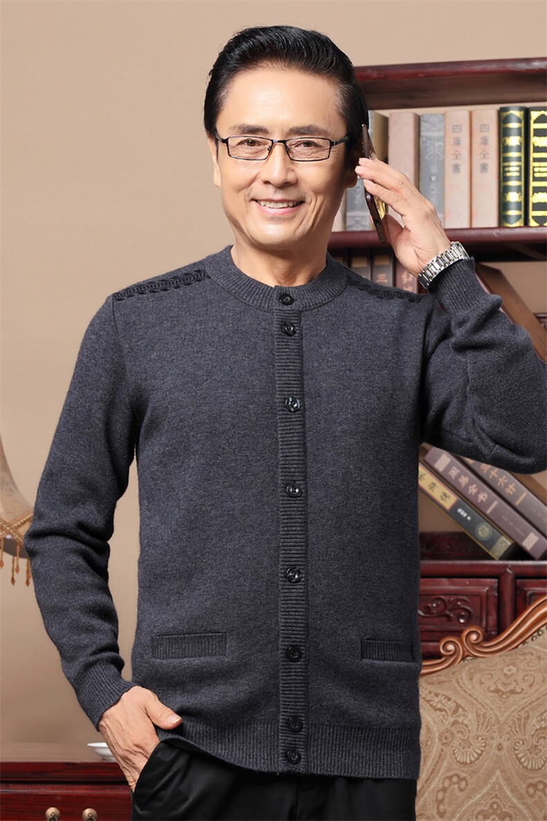 中老年人针织开衫男士爸爸春装上衣爷爷老人毛衣外套保暖春秋季,男装针织衫/毛衣,电商B212（原钱塘6029）