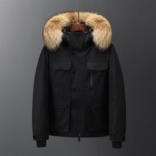 2020电商B247冬季新款真毛领休闲保暖抗寒防风带帽短款9190-P260，男装羽绒服，电商B247