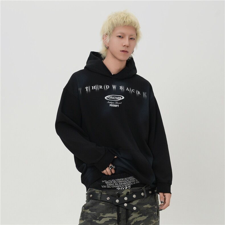 （高品质）美式潮牌水洗胶浆印花宽松连帽情侣卫衣1015-WY364-P90,男装卫衣,四季星座1015