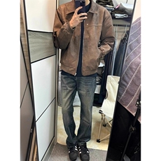 美式潮牌PU皮夹克男女重磅复古cleanfit皮衣外套高街痞帅翻领上衣，男装皮衣，星座1210-1