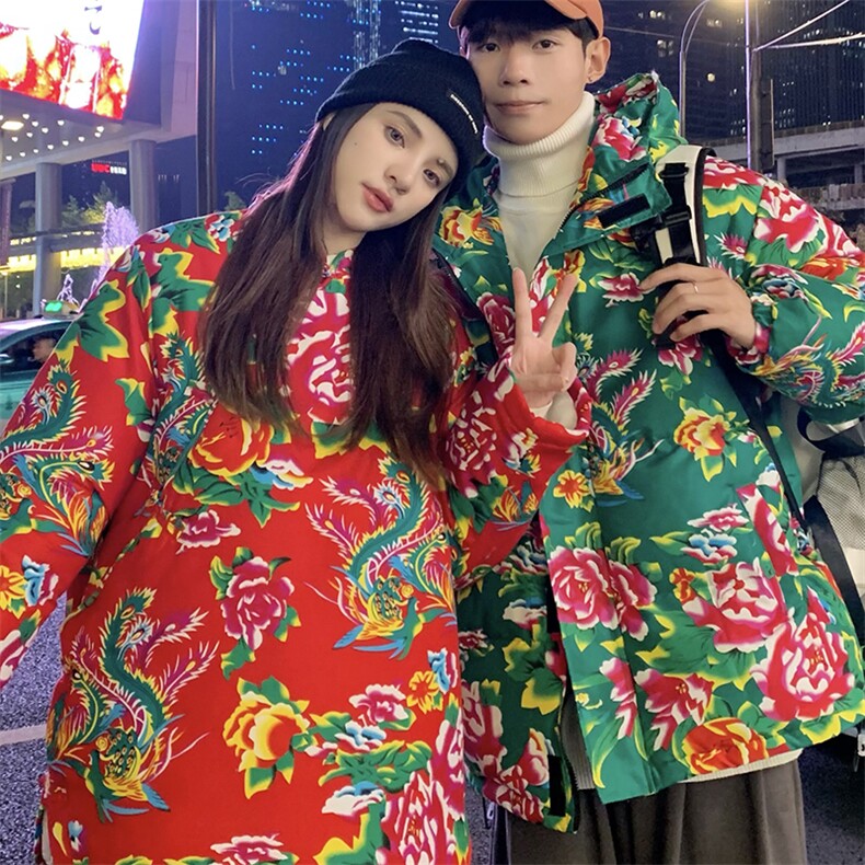 901情侣组合装棉衣外套保暖防寒男女东北大花袄风汉服团队服,男装棉衣,星座115A(原星座507）