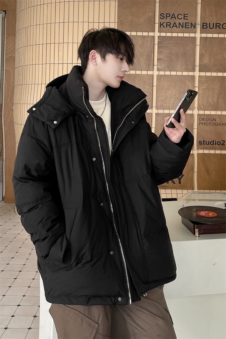 羽绒服男冬季新款港风宽松连帽白鸭绒外套YR922-P160(控价208元,男装羽绒服,星座214-3