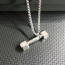 G1842欧美哑铃吊坠个性项链创意男士钛钢吊坠T恤链毛衣链配饰，项链，星座510A-2