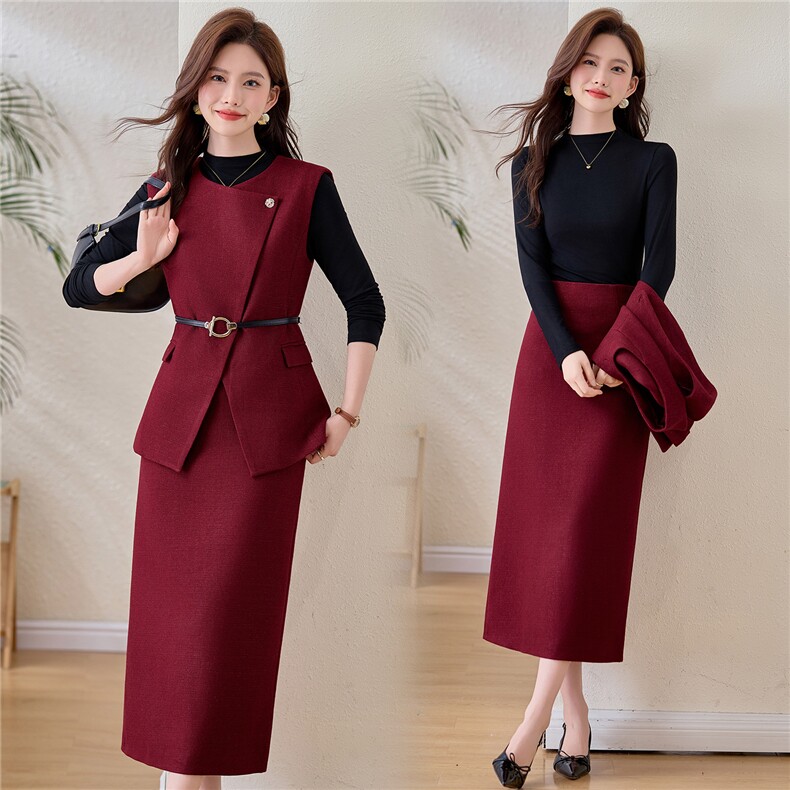 现货2026春季法式时尚潮流舒适洋气带高级感磨毛棉质感马甲三件套，女装套装/套裙，众宇琦