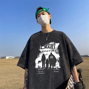 量大优可供抖音视频 支持得物品质配合二开 美式水洗短袖t恤SX123图片