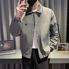 新款社会小伙秋冬男时尚工装夹克男店主外套JK802-P78控128卡其，男装夹克，星座301B-1