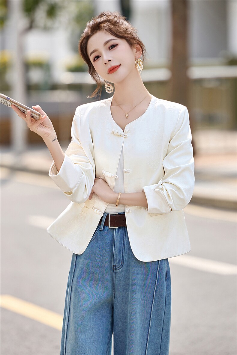 新中式重工刺绣外套女2026春季新款G风小个子宽松气质小香风上衣,女装短外套,意芙