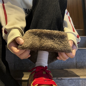 美拉德灯芯绒裤子男秋冬季加绒加厚保暖垂坠感直筒宽松休闲长裤子图片