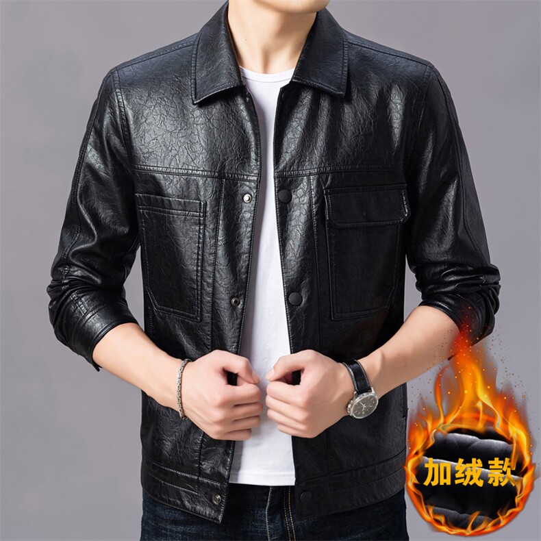 春秋冬商务休闲男外套中青年翻领开衫免烫夹克BA029-P175加绒P185,男装皮衣,星座1105-3