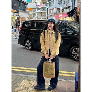 春秋季美式复古字母刺绣工装外套小众设计感情侣百搭宽松夹克潮流,男装夹克,星座506A