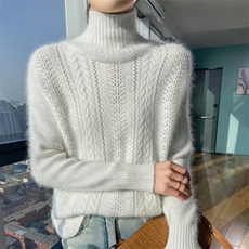 秋冬季新款舒适时尚百搭半高领貂绒衫，女装针织衫/毛衣，冬贝尔貂绒