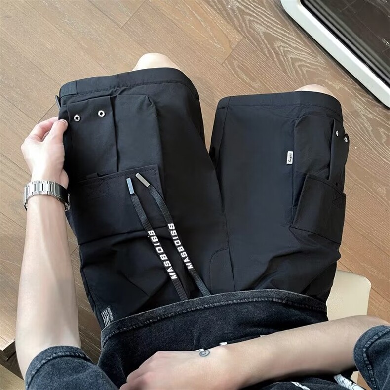 高品质夏款男短裤工装大口袋织带宽松短裤大码M-4XLD0101P43,男装牛仔裤,星座1013-1