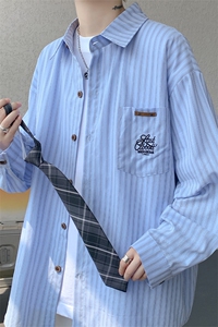 现货  CS1163-特P53  新款百搭条纹大码男衬衫图片