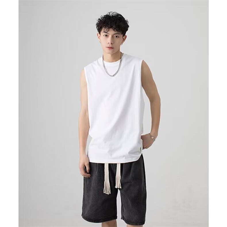 网图无袖背心男士夏季时尚健身运动坎肩衣服打底男装白色无袖t恤,男装T恤,星座715-4