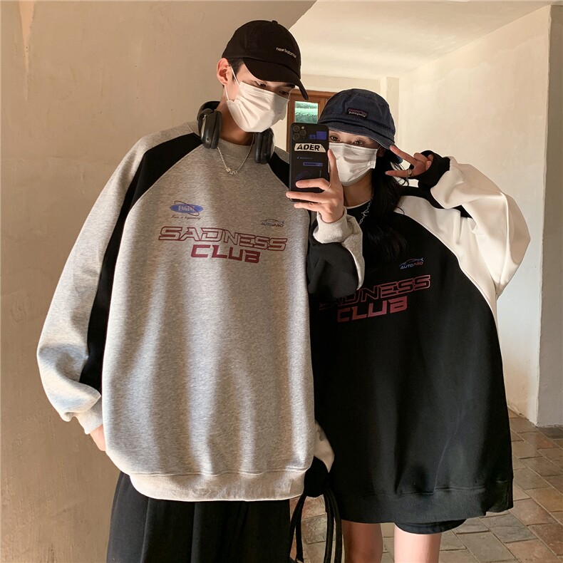 情侣装秋装潮街头宽松撞色机车服元素情侣卫衣外套H802P58,男装工装外套,电商A341