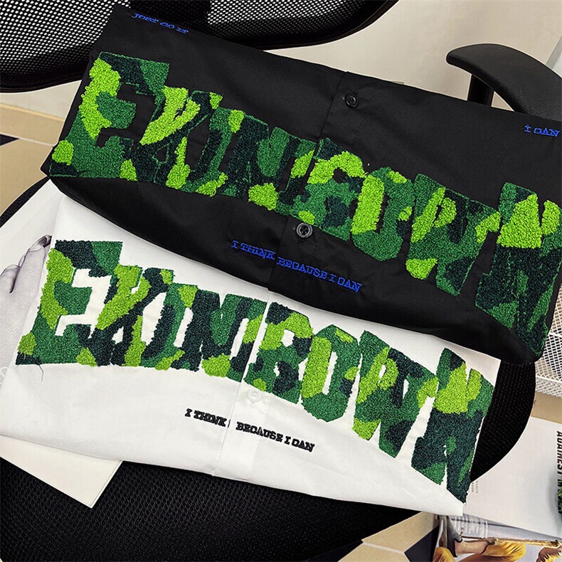 1港风字母刺绣设计大码M-5XL中性风网红短袖衬衫男DCS7722P45控59,男装T恤,星座226-2