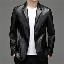 BH1819钱塘2020-2秋冬季新款厚款中年男士休闲百搭西服皮衣P135，男装皮衣，钱塘207-2