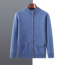 2025年秋季新款百搭男士带兜加厚半高领开衫，男装羊毛衫，牧绒家园高端店