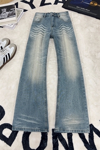 B221 美式ins高街暗黑重工艺修身微喇牛仔裤LK26624-特P45控78图片