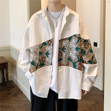 港风长袖衬衣男情侣大码M-5XL中性风刺绣潮长袖衬衫男CS9743P50，男装衬衫，星座227-7
