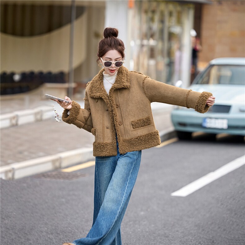 2025冬季加厚皮毛一体立领外套,女装棉衣/棉服,维一诺（1D095）