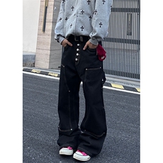 复古排扣小众廓形弯刀牛仔裤香蕉裤显瘦拖地百搭阔腿男女NA2211，男装牛仔裤，星座1116A（原606A-3）