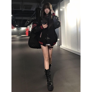 高街潮牌设计感拼接撞色棒球服外套男女秋冬美式复古宽松情侣夹克图片