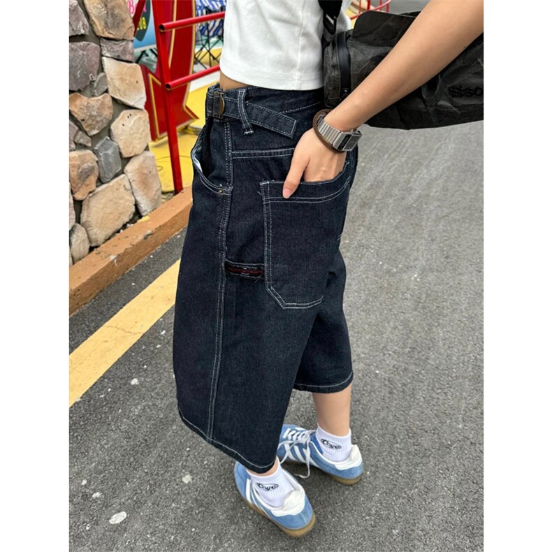 网图有货美式复古夏季原色牛仔七分裤男女宽松阔腿短裤A533-P45,男装牛仔裤,星座1505