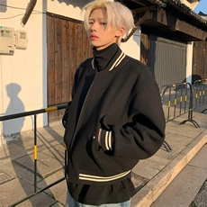 【毛呢棒球服】cleanfit美式短宽vibe版型毛呢休闲男女棒球服外套，女装短外套，星座601-1