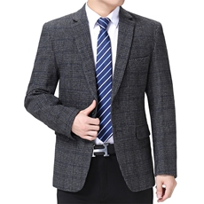 单排扣长袖时尚翻领口袋中老年西服春季2023年上衣AJY208，男装西服，钱塘6003（原4033）