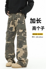 春季高个子加长迷彩牛仔工装裤男美式阔腿伞兵裤188cm115KZ003P68，男装牛仔裤，电商B312