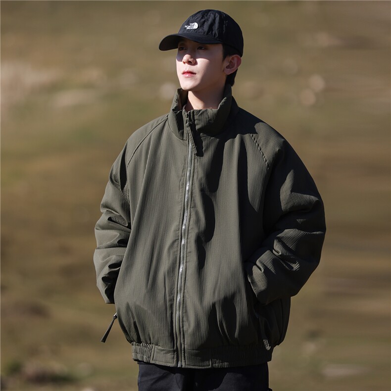复古美拉德面包服男女宽松立领棉服冬军绿棉衣,男装棉衣,星座716-3
