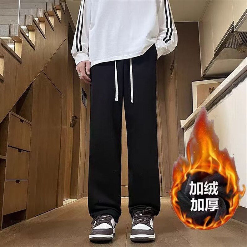 1506-1/KK0771加绒款/P28加绒350克华棉复合贝贝绒长裤雅货黑色,男装卫衣,星座1506-1