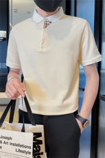 主推款2025夏季新中式潮拼接短袖T恤翻领Polo衫T6078-P48，男装T恤，电商D342
