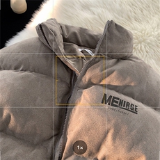 美式短款棉服男生冬季加厚保暖字母印花复古宽松大码立领棉衣外套，男装棉衣，电商A058-1（原电商C417）