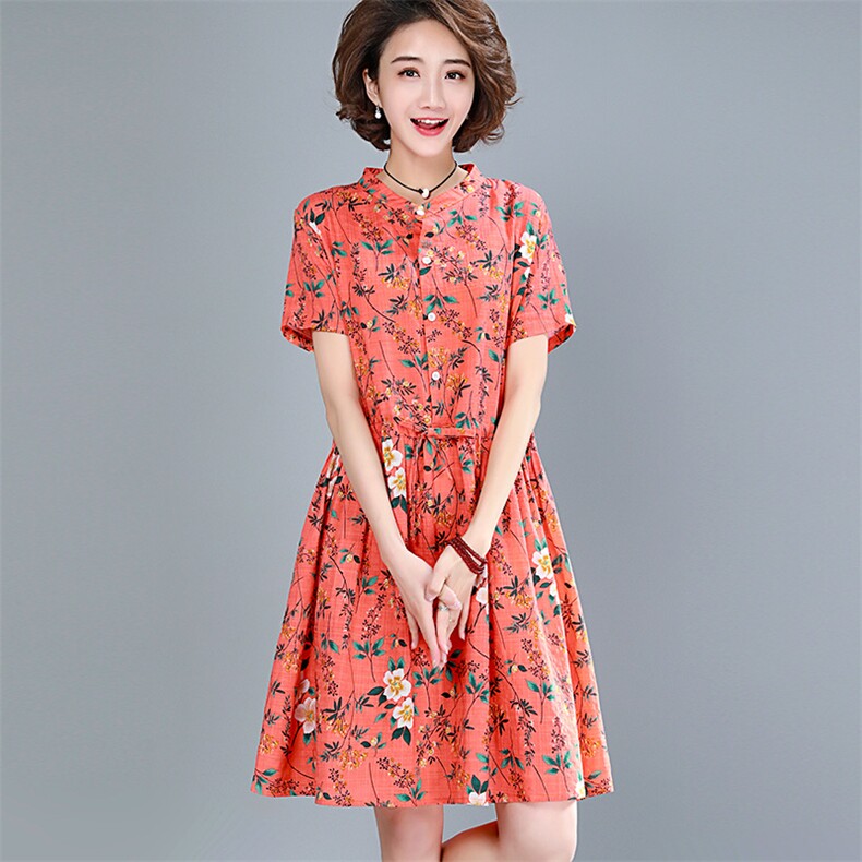 连衣裙2021夏季新款休息舒适时尚气质简约百搭图案印花,女装连衣裙,梦芯尔